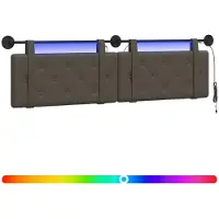vidaXL Hangend hoofdbord Met LED-verlichting Grijs Kunstleer