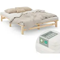 Homestyle4u Tweepersoonsbed - 160x200 cm - met Matras - Massief Houten - Natuurlijk
