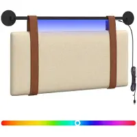 vidaXL Hangend hoofdbord Met LED-verlichting Crèmekleurig Antiek PU