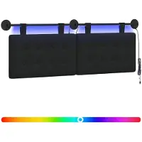 vidaXL Hangend hoofdbord Met LED-verlichting Zwart Stof