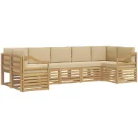 vidaXL Sectionele bankset 7 pcs Wit en Beige 304 x 126,5 x 73 cm