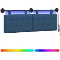 vidaXL Hangend hoofdbord Met LED-verlichting Blauw Stof