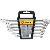 Topex Ring/steeksleutelset 8-17mm 6 Delig, DIN 3110, CrV Staal
