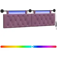 vidaXL Hangend hoofdbord Met LED-verlichting Paars Fluweel