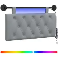 vidaXL Hangend hoofdbord Met LED-verlichting Lichtgrijs Stof
