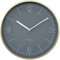 Nextime Wandklok 30cm-Silent-Gold/Pigeon Blue-Aluminium-'Nova'