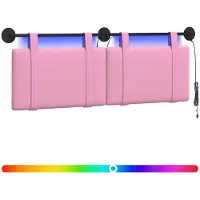 vidaXL Hangend hoofdbord Met LED-verlichting Roze Stof