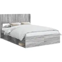 vidaXL Bedframe met opbergruimte en hoofdbord Grijs Sonoma