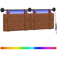 vidaXL Hangend hoofdbord Met LED-verlichting Bruin Antiek PU
