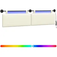 vidaXL Hangend hoofdbord Met LED-verlichting Crèmekleurig