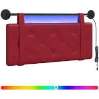 vidaXL Hangend hoofdbord Met LED-verlichting Wijnrood Kunstleer