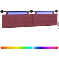 vidaXL Hangend hoofdbord Met LED-verlichting Wijnrood Stof