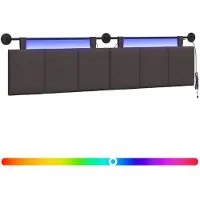 vidaXL Hangend hoofdbord Met LED-verlichting Donkerbruin Stof