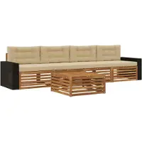 vidaXL Buiten bank set 5 st Natuurlijk en Beige Massief Acacia Hout