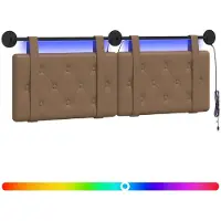 vidaXL Hangend hoofdbord Met LED-verlichting Cappuccino Kunstleer