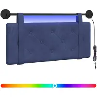 vidaXL Hangend hoofdbord Met LED-verlichting Politieblauw Fluweel