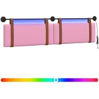 vidaXL Hangend hoofdbord Met LED-verlichting Roze Antiek PU