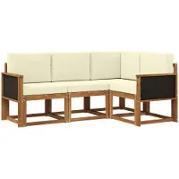 vidaXL Buiten bank set 4 st Natuurlijk en Crème Polyester
