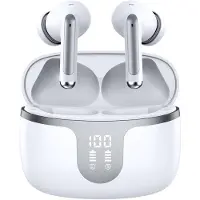 OEM Bluetooth-hoofdtelefoon met HD-microfoon - HiFi stereo-audio - Bediening via aanraaksensor, dubbel LED-display - geschikt voor iOS en Android - wit - compact