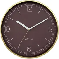 Nextime Wandklok 30cm-Silent-Gold/Chestnut-Aluminium-'Nova'
