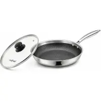 Cheffinger Koekenpan met Deksel - 28cm - Honingraat Antikras - RVS