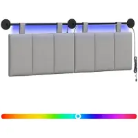 vidaXL Hangend hoofdbord Met LED-verlichting Wolkgrijs Stof