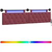 vidaXL Hangend hoofdbord Met LED-verlichting Wijnrood Stof