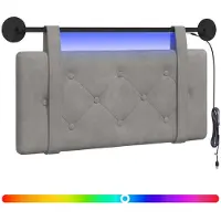 vidaXL Hangend hoofdbord Met LED-verlichting Lichtgrijs Fluweel