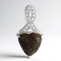 Cavill - Zilveren Dinosaurus Hanger - 925 Sterling Zilver - Dinosaurus Kwarts 8,14ct Triljant - 14 Cambodjaanse Zirkonia 0,51ct - Elegant & Uniek
