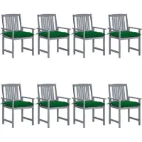 vidaXL Tuinstoelen 8 st met kussens massief acaciahout grijs