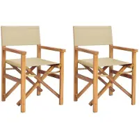vidaXL Regisseursstoel Bruin en Beige Massief Teakhout