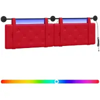 vidaXL Hangend hoofdbord Met LED-verlichting Rood Kunstleer