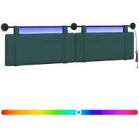 vidaXL Hangend hoofdbord Met LED-verlichting Donkergroen Stof
