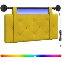 vidaXL Hangend hoofdbord Met LED-verlichting Geel Fluweel