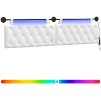 vidaXL Hangend hoofdbord Met LED-verlichting Wit Stof