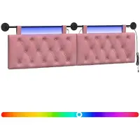 vidaXL Hangend hoofdbord Met LED-verlichting Roze Fluweel