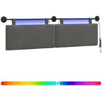 vidaXL Hangend hoofdbord Met LED-verlichting Donkergrijs Corduroy stof
