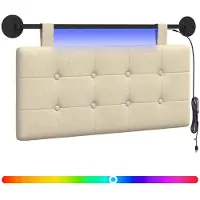 vidaXL Hangend hoofdbord Met LED-verlichting Crèmekleurig Stof