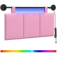 vidaXL Hangend hoofdbord Met LED-verlichting Roze Stof
