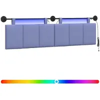 vidaXL Hangend hoofdbord Met LED-verlichting Jeans Blauw Stof