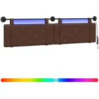 vidaXL Hangend hoofdbord Met LED-verlichting Bruin Kunstleer
