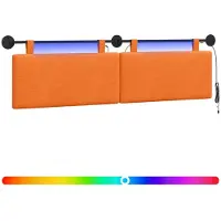 vidaXL Hangend hoofdbord Met LED-verlichting Oranje Corduroy stof