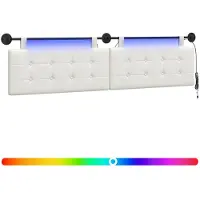 vidaXL Hangend hoofdbord Met LED-verlichting Wit Kunstleer