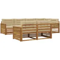 vidaXL Buiten bank set 7 st Natuurlijk en Beige