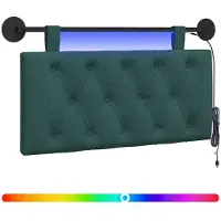 vidaXL Hangend hoofdbord Met LED-verlichting Donkergroen Stof