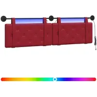 vidaXL Hangend hoofdbord Met LED-verlichting Wijnrood Kunstleer