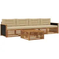 vidaXL Buiten bank set 5 st Natuurlijk en Beige Massief Acacia Hout