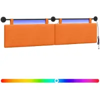 vidaXL Hangend hoofdbord Met LED-verlichting Oranje Corduroy stof