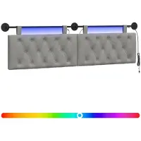 vidaXL Hangend hoofdbord Met LED-verlichting Lichtgrijs Fluweel