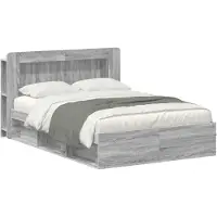 vidaXL Bedframe met opslag Grijs Sonoma 140 x 200 cm Bewerkt hout